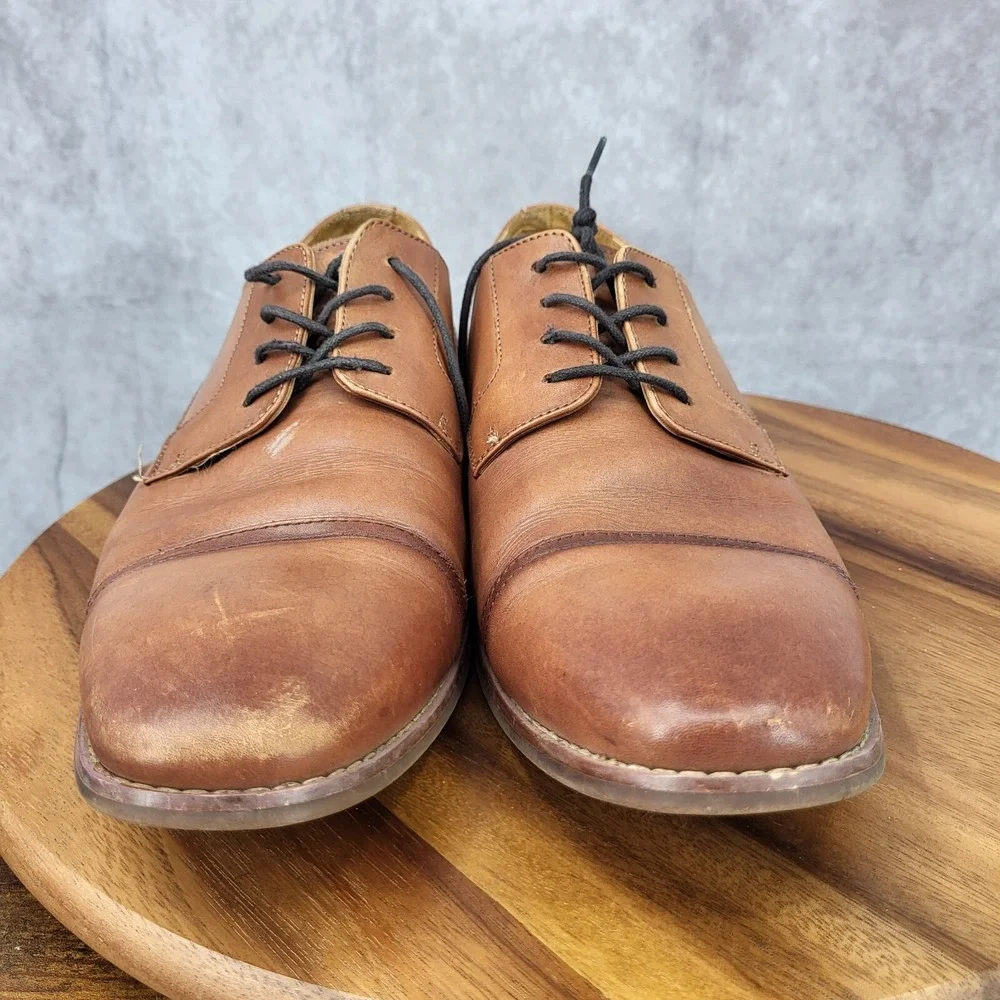 Goodfellow & Co Oxford Shoes Mens 12‎ Target Brown Leather Cap Toe Dress Shoes